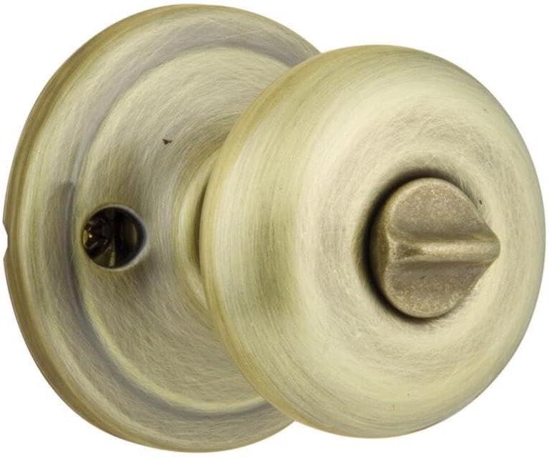 Juno Entry Door Knob with Lock and Key, Secure Keyed Handle Exterior, Front Entrance and Bedroom, Antique Brass, Pick