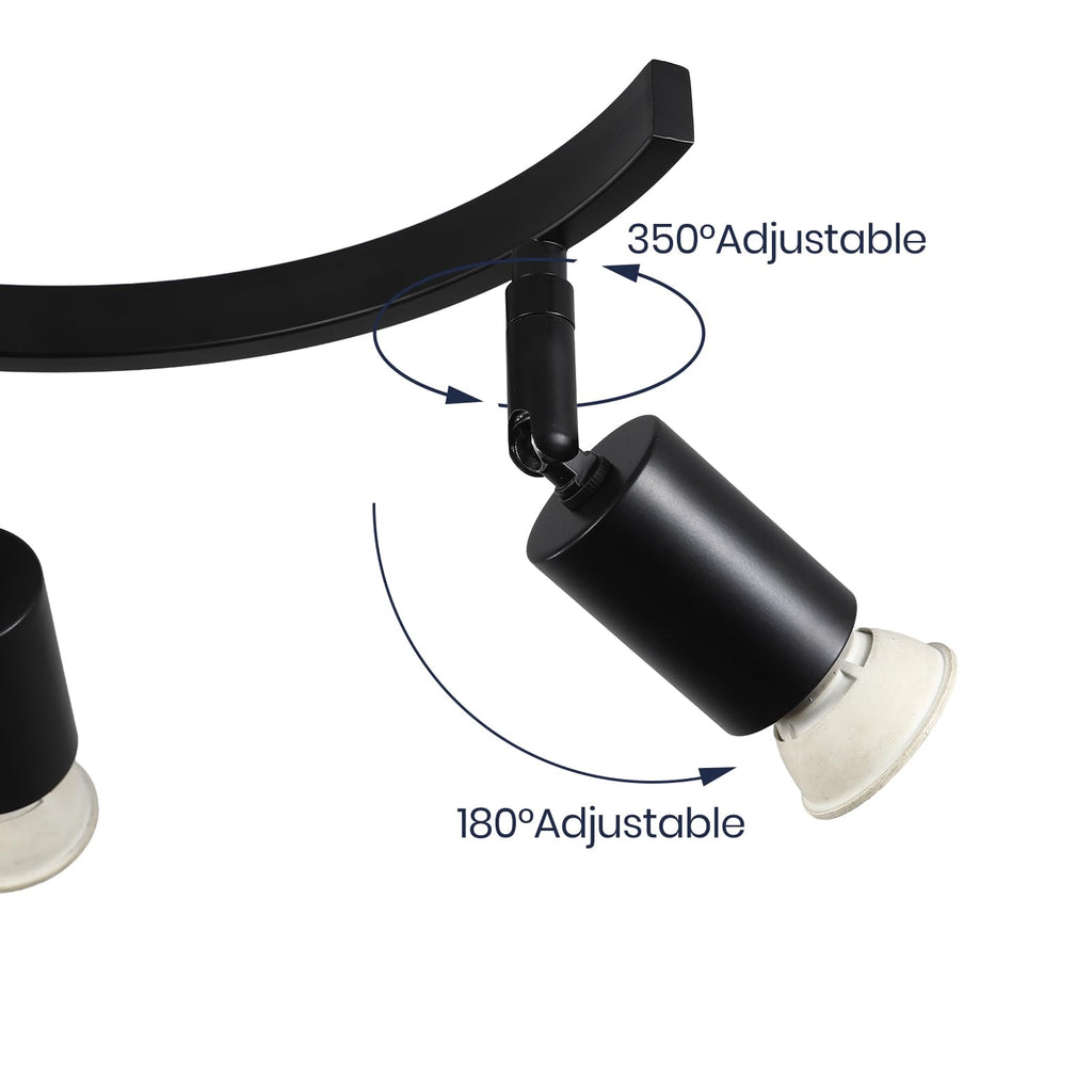 4 Light Track Lighting Fixtures,Kitchen Lighting Fixtures Ceiling with Rotatable Light Head,Black Ceiling Spotlight