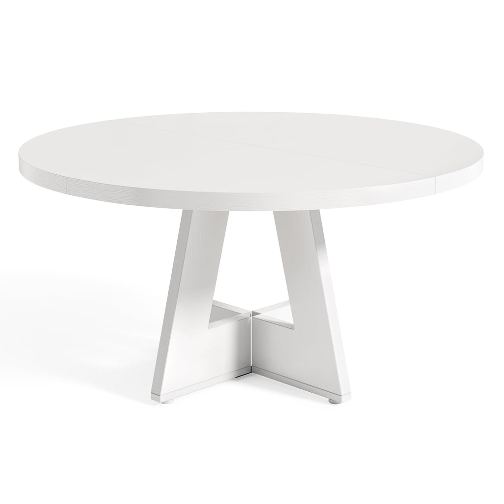 Round Dining Table for 4-6 People, 47 Inches White Circle Dinner Kitchen Dining Room Table with Wooden Pedestal Base