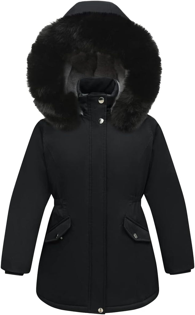 Girls Long Waterproof Winter Coat Kids Warm Hooded Parka