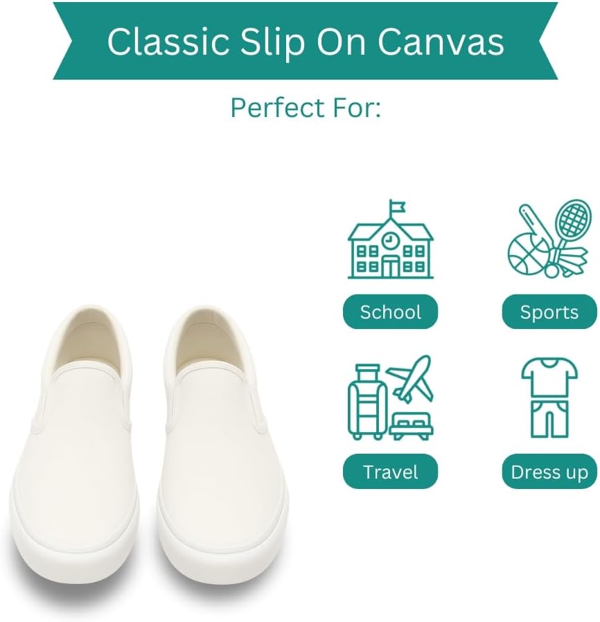 Kid's Classic Slip-On Shoes Canvas Sneakers Faux Leather Dress Boys & Girls