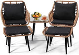 5-Piece Wicker Outdoor Patio Furniture Set - Bistro for Backyard, Garden & Porch