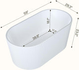 59'' Freestanding Bathtub, Deep Acrylic Soaking Tub with Non-Slip Base, cUPC Certified Modern Free Standing Tub