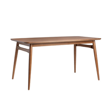 Mid-Century Modern Solid Wood Tapered-Leg Dining Table, 59 Inch, Walnut
