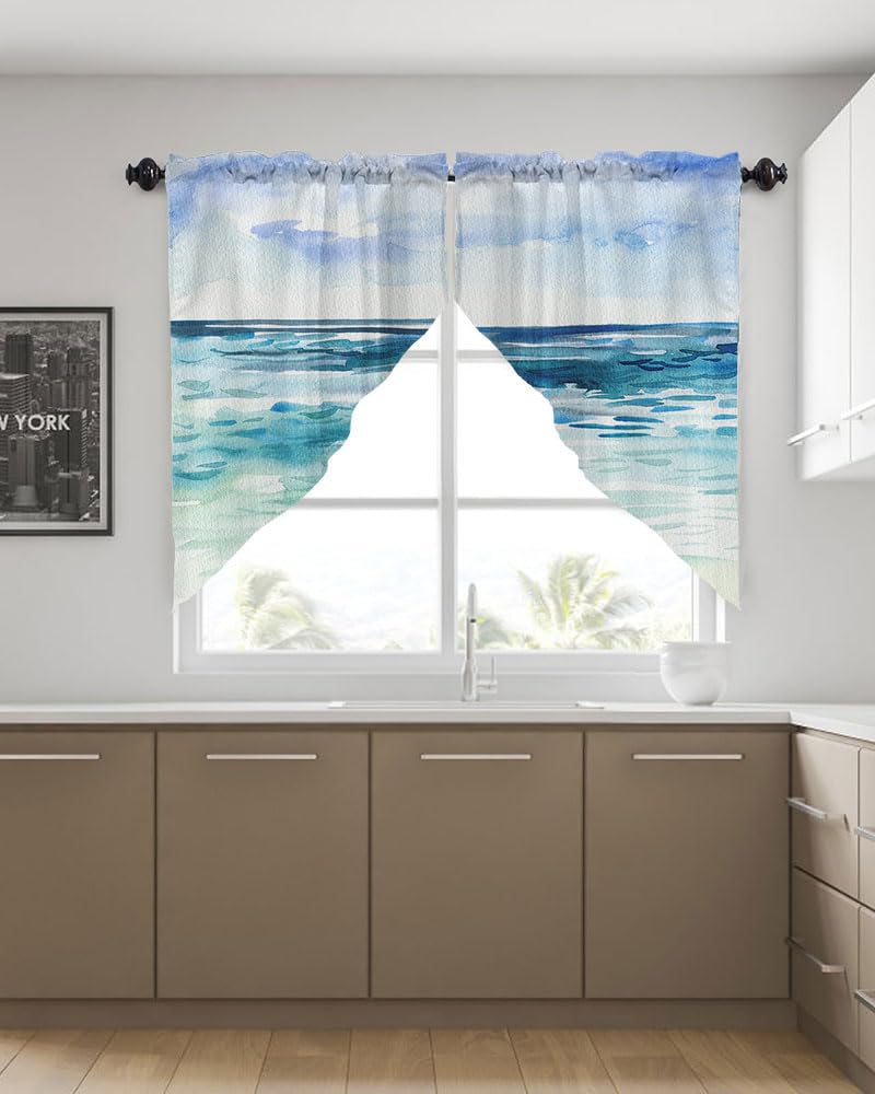 Watercolor Seascape Swag Valances for Vindows