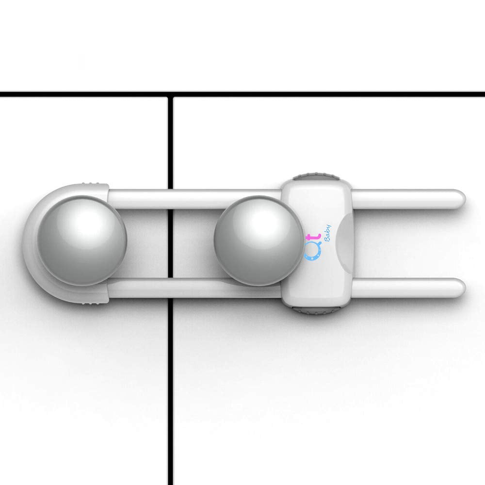 Pack of 12 - Baby Proofing Cabinet Locks Adjustable U Shaped Baby Safety Latches for Drawers, Fridge, Closet Modern