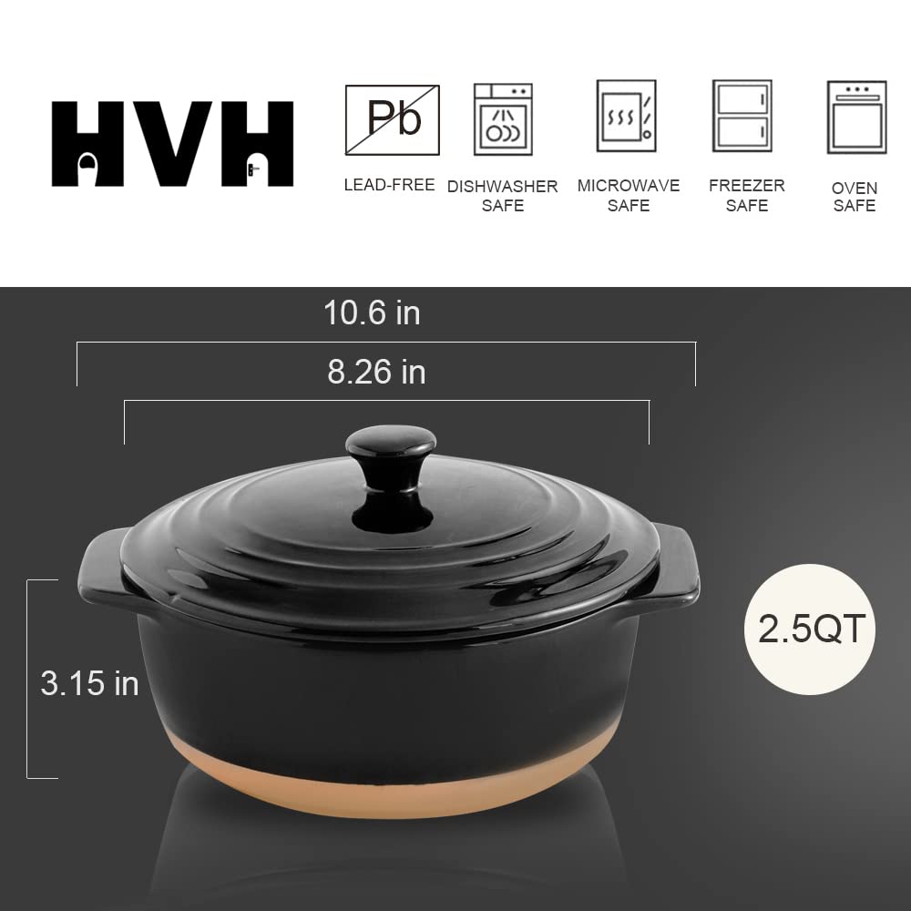 Ceramic Casserole Dish with Lid Oven Safe, 2 Quart Round Casserole Dish Set, Deep Baking Dishes for Oven with Lids