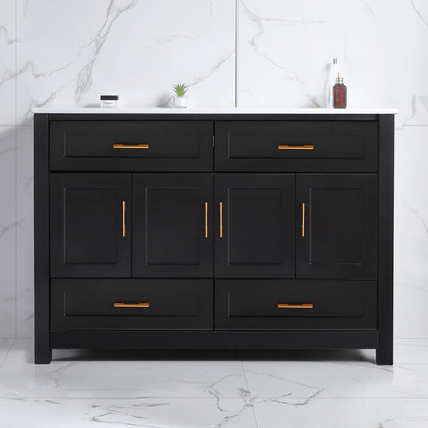 48" Bathroom Vanity, Freestanding Bathroom Vanities with Sink,Bathroom Storage Cabinet with 4 Soft Close Doors and 4 Drawers,Black A133-B0FFGGP7T9