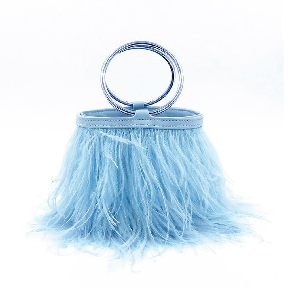 Ostrich Feather Trim Fringe, 4-6inch Width Feather Trimming Fringe Satin Ribbon for Dress Millinery Sewing - 2 Yards