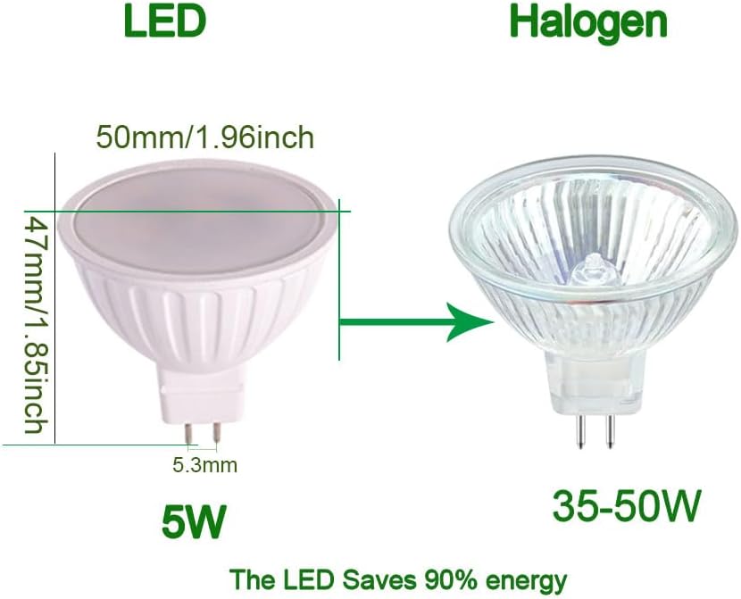 120V Non-dimmable GU5.3 Bulb 5w 2700K Soft White mr16 led spot Light Equivalent to 40w 50w Halogen Bulb for Recessed