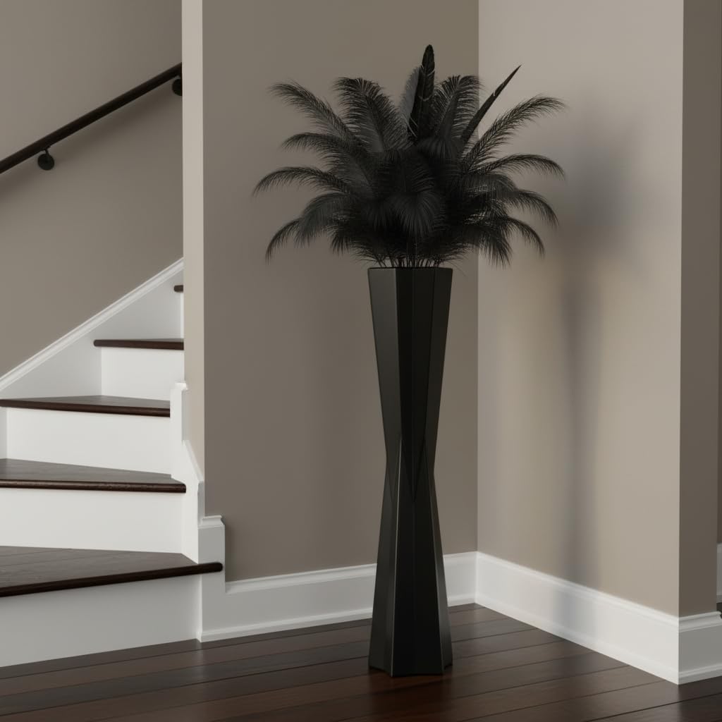 Black Star Floor Vase, 27.5" Tall Modern Tapered Vases for Pampas Grass, Feathers, Dried Flowers, Large Home Decor