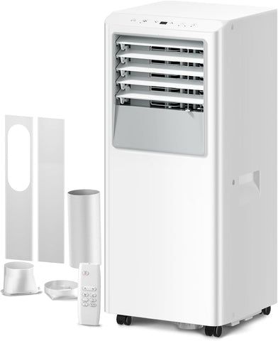 8000 BTU Portable Air Conditioner, 5-in-1 Cools 350 Sq.Ft, Quiet AC Unit with Fan & Dehumidifier, LED Display, Remote