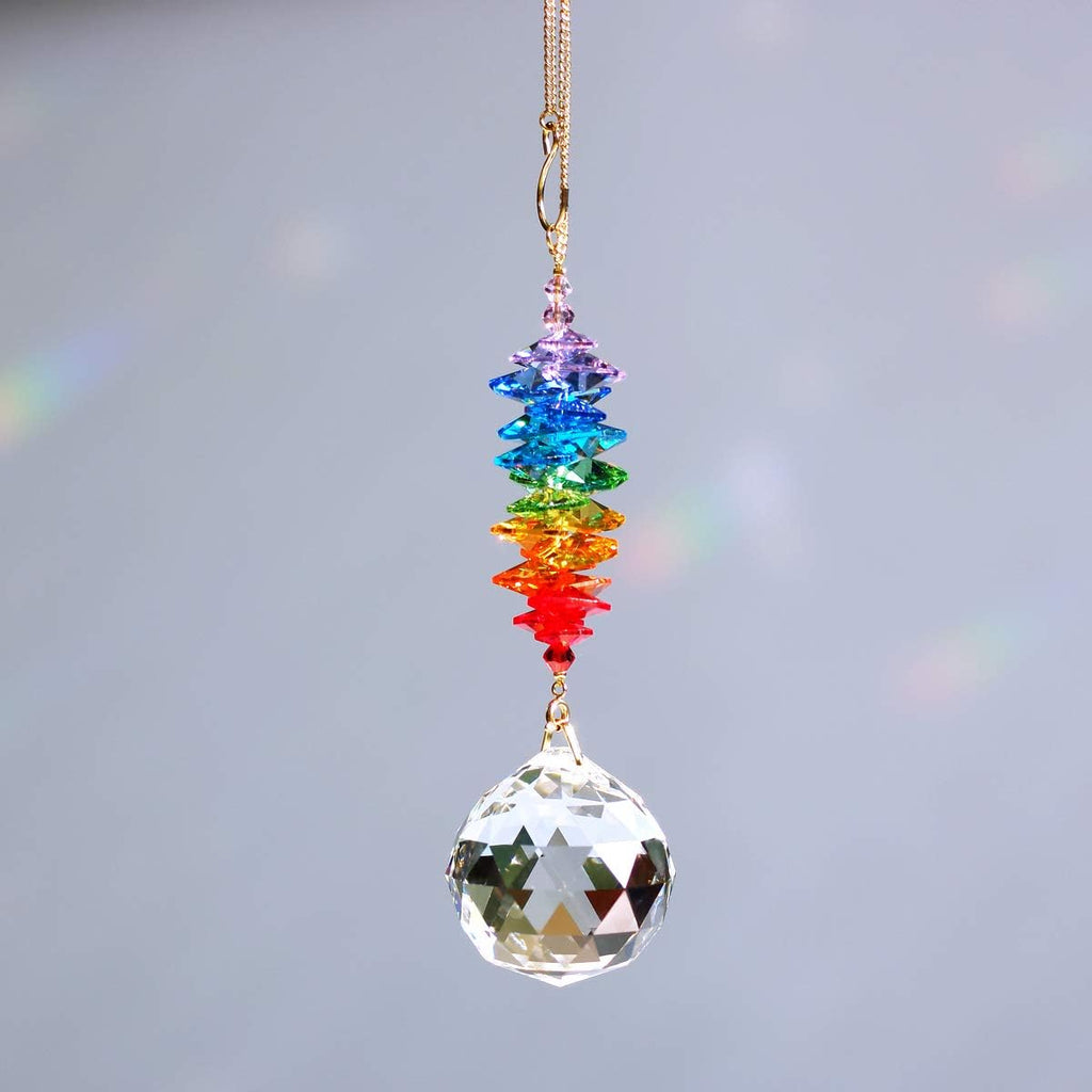 40mm Clear Ball Crystal Suncatcher, Handmade Rainbow Maker Prism, Outdoor Indoor Hanging Window Decorations