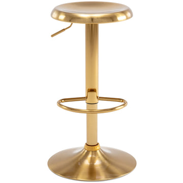 Adjustable Bar Stool, Swivel Round Metal Airlift Backless, 1 pc Gold
