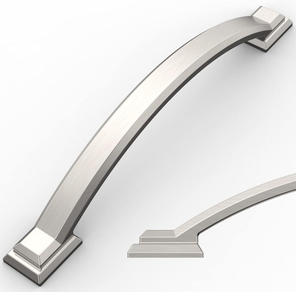 10 Pack Brushed Satin Nickel Cabinet Pulls 5 Inch(128mm) Hole Centers, Handles Hardware, Arch Cabinet Handles Drawer