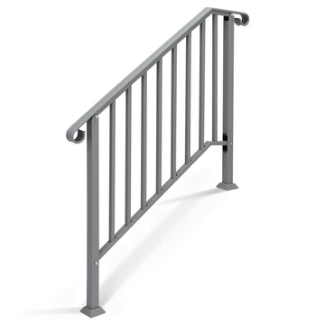 Handrails for Outdoor Steps, Stair Handrail Fits 1 to 5 Steps, Wrought Iron Hand Rail Stair Railing Kit for