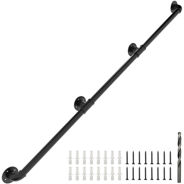 Wall Handrail 10FT/300CM, Industrial Staircase Railing 1.25 Inch Tube Diameter