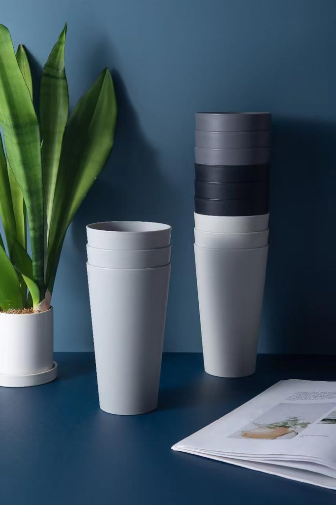32-ounce Plastic Tumblers Large Drinking Glasses, set of 8 Grey Stone