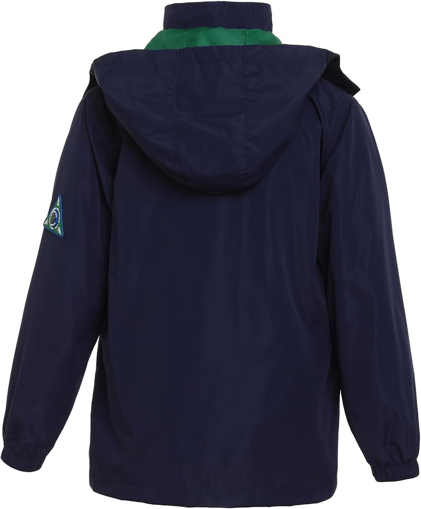 Kids Waterproof Rain Jacket Mesh Lined with Removable Hood