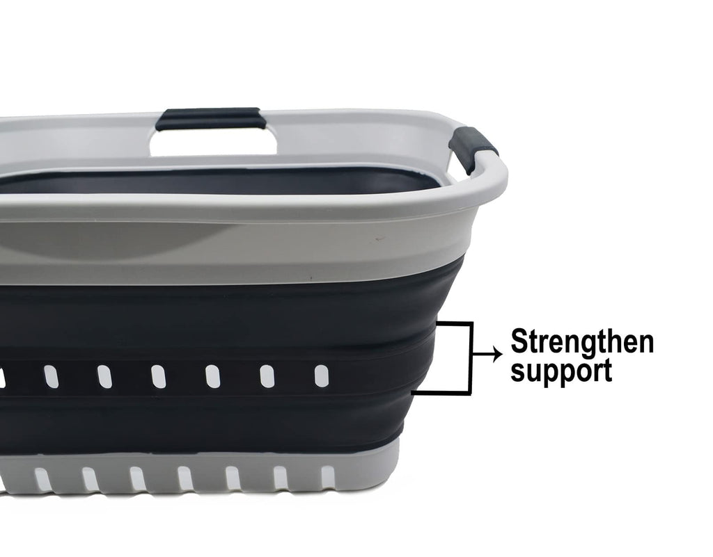 30L (8 gallon) Collapsible 3 Handled Plastic Laundry Basket - Foldable Pop Up Storage Container/Organizer - Portable