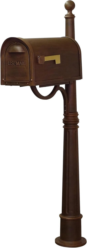 Classic Curbside Mailbox with Aluminum Post - Copper Mailbox with Ashland Post
