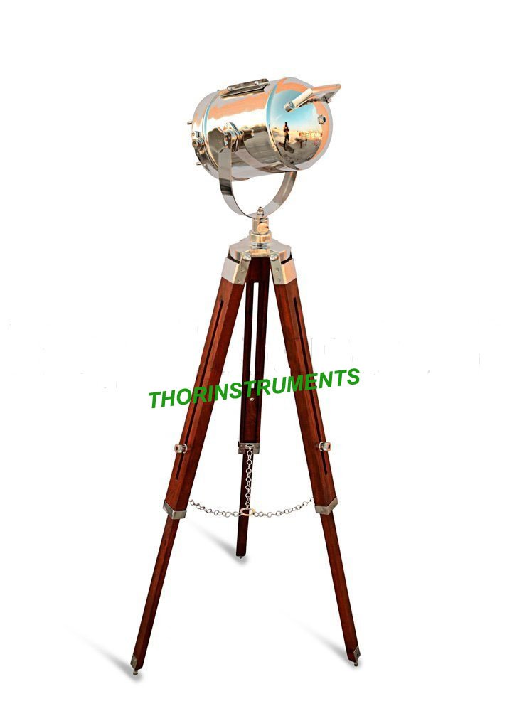 Nautical Spotlight Collectable Designer Searchlight Spot Light Studio Tripod Floor Lamp Rustic Vintage Home Decor