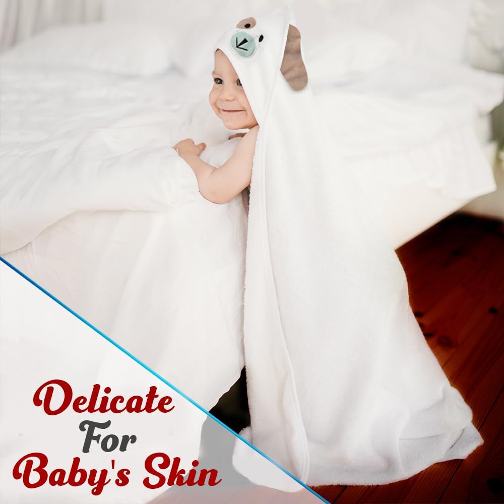 Hooded Towel, Soft Viscose Made of Bamboo, 35 x 35, White