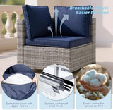 7-Piece PE Rattan Outdoor Patio Furniture Set - Dining | Grey with Thick Cushions for Backyard, Garden & Porch