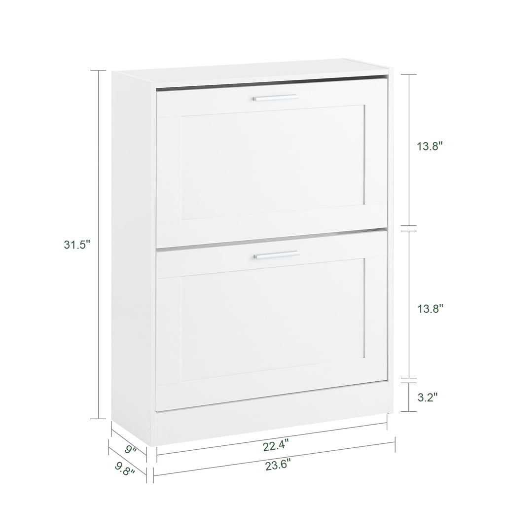 Hestiamo Entryway Flip Drawer Shoe Storage Cabinet, Narrow Size, White
