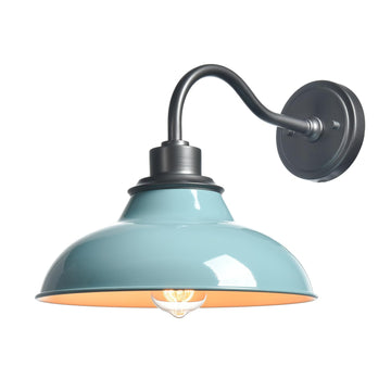 Macaron Wall Sconce Gooseneck with Nautical Sea Green Shade