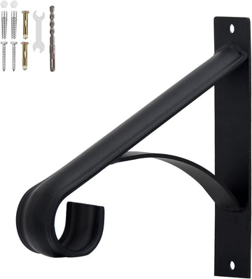 Handrail 1-2 Steps Porch Handrail Wrought Iron Grab Rail Single Post Railing Black Stair Rail Bracket Metal Art for