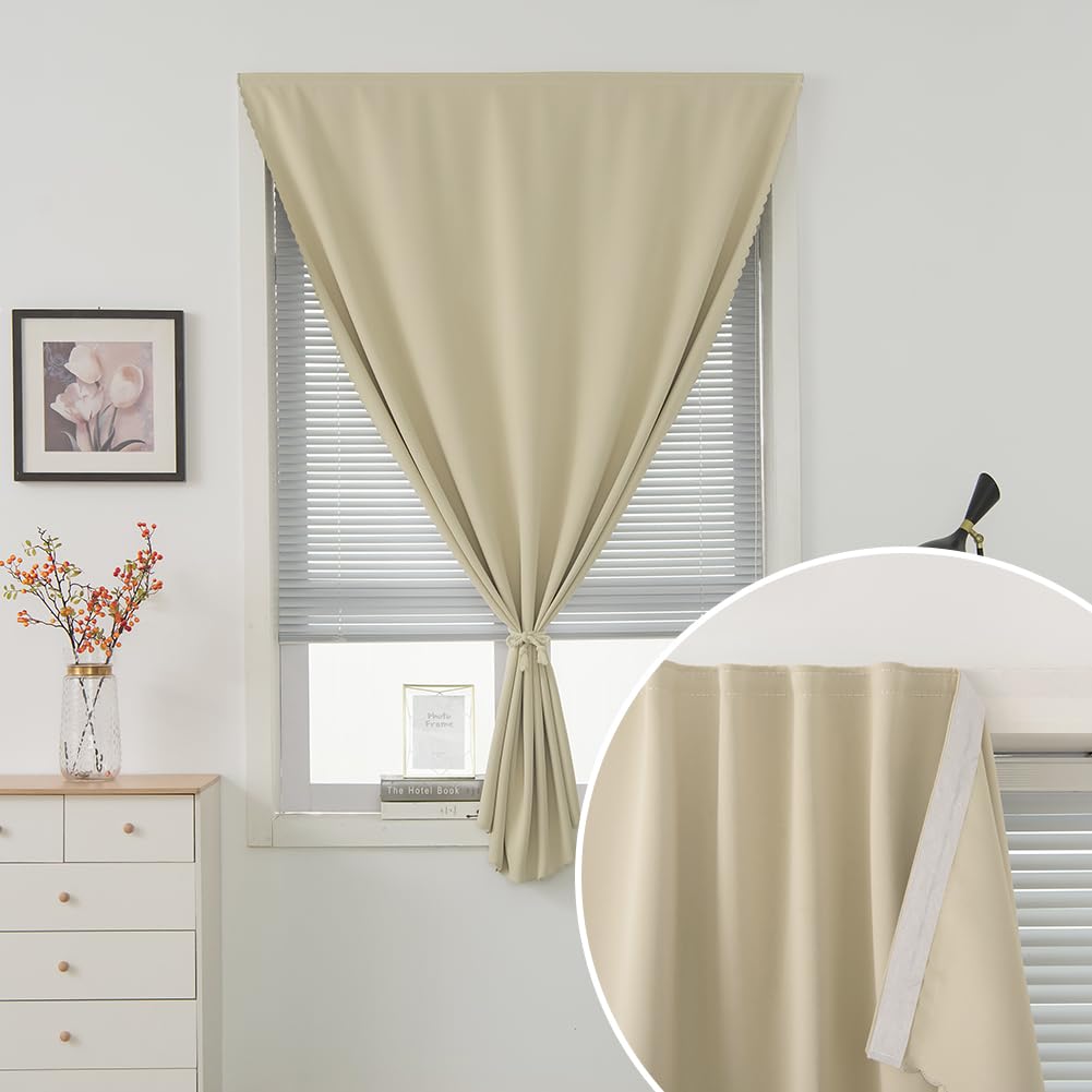 Self Adhesive Portable Blackout Curtains Easy to Install Window Thermal Lnsulated Kitchen Room Darkening Small Window