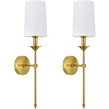 Hardwired Wall Sconces Set of 2 Candle Gold Wall Light Living Room Vanity Hallway Farmhouse Wired Bathroom Sconce