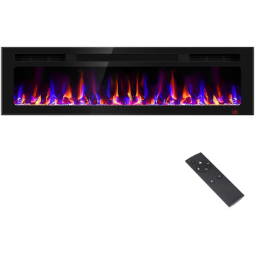 60 Inch Electric Fireplace Recessed and Wall Mounted, Fireplace Heater and Linear Fireplace, Ultra-Thin Electric