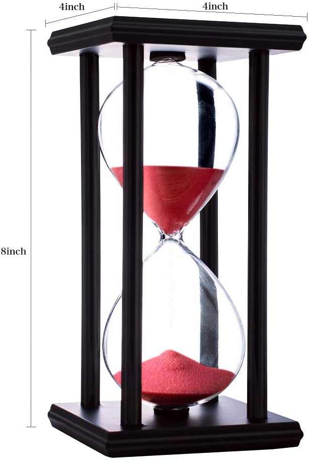 Hourglass Timer with Red Sand, 60 Minute Wooden Sand Timer