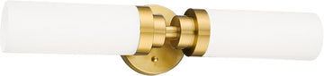Modern 22 Inch Bathroom Light Fixtures Over Mirror, Brushed Gold Vanity Light Bar with Milk Glass Shade, 2-Light