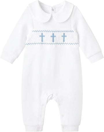 Baby Boy Baptism Outfit Cotton Romper