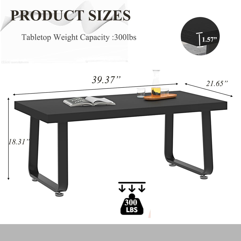 39" Wood Rectangle Coffee Table, Black Oak