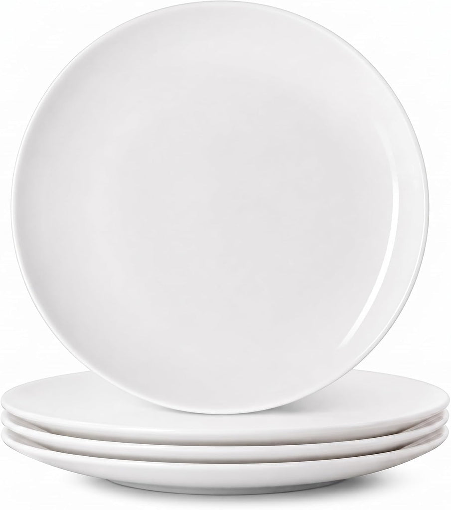 Serving Platters Set of 4, 12 Inch White Ceramic Serving Plates, Round Platters for Pasta, Steak, Appetizers and