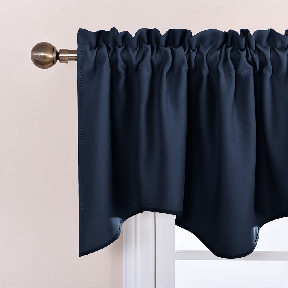 2 Panels White Kitchen Blackout Valances for Windows, 42W x 18L