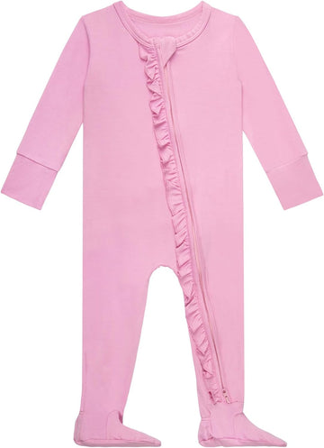 Baby Ruffle Footed Sleeper, Rayon of Bamboo, Assorted