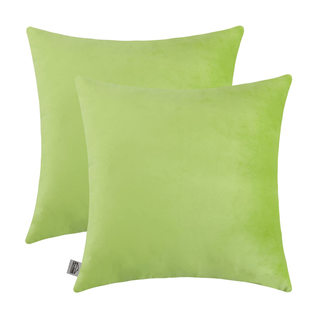 Comfy Lime Green Throw Pillow Covers Decorative Square Solid Thick Velvet Super Soft Cushion Cases Home Decor for
