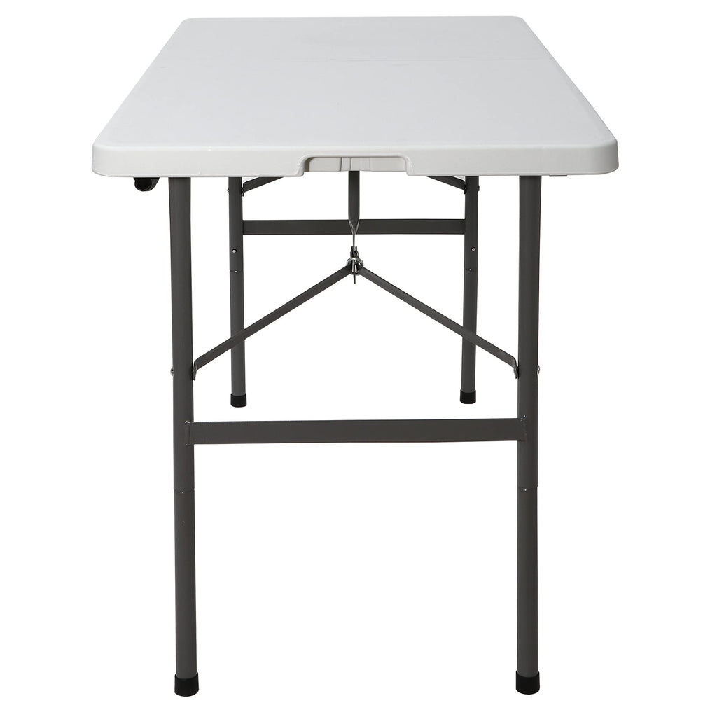 4ft Portable Folding Table Plastic Indoor Outdoor Picnic Party Camp Dining Table with Handle, White