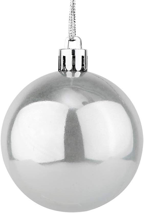 Christmas Ball Ornaments 30ct, 60mm/2.36" Shatterproof Plastic Decorative Xmas Balls Ornaments Set (Blue and Silver)