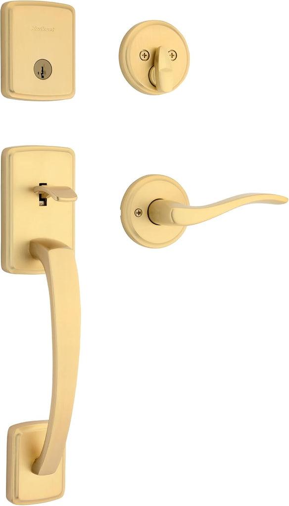 Brentford Front Door Lock Handle and Deadbolt Set, Entry Handleset Exterior with Sedona Reversible Lever - Door Handleset