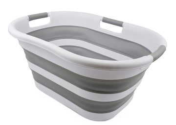 40L (10.5 gallon) Collapsible Plastic Laundry Basket - Space Saving Storage Container - Portable Washing Tub