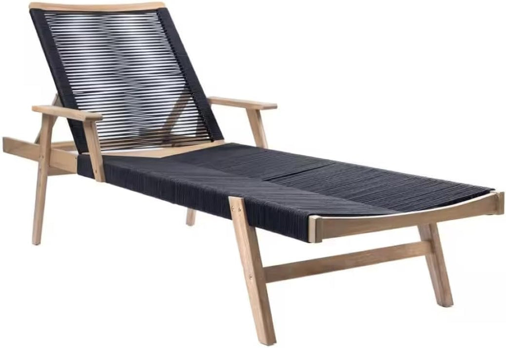 Acacia Wood Outdoor Sun Loungers with High Backrest and Rope Design WH17801