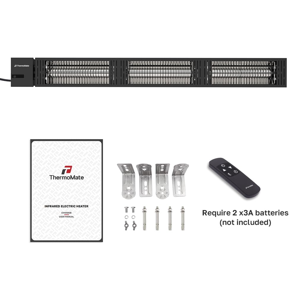 Infrared Outdoor Patio Heater, 4500W Carbon Fiber Heating for Porch, Deck, Garage with Remote 24 Hours Timer, Hard
