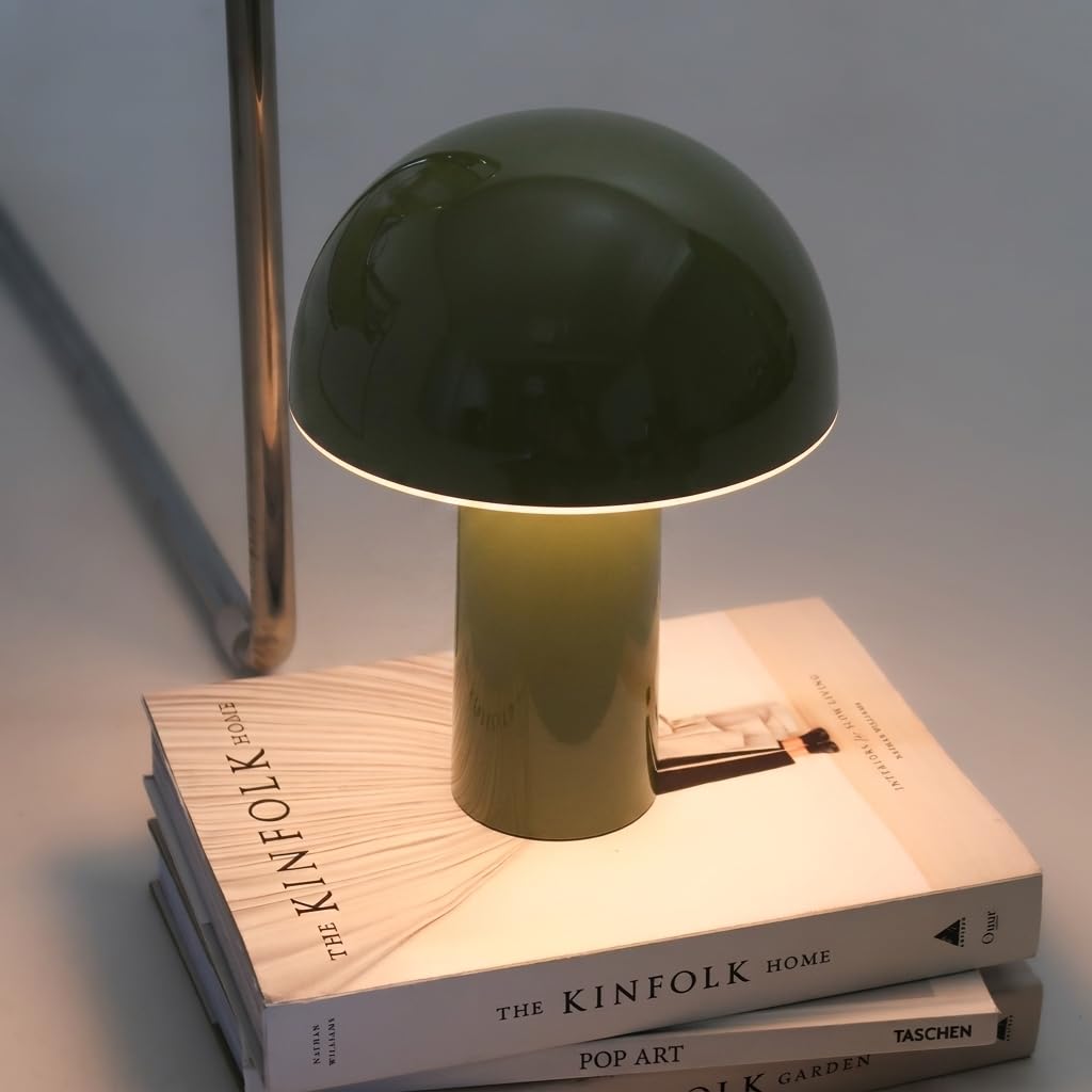 Celia Table Lamp - 10" Touch-Controlled Mushroom Accent Lamp, Cordless & Dimmable LED, Portable Bedside Accent Light