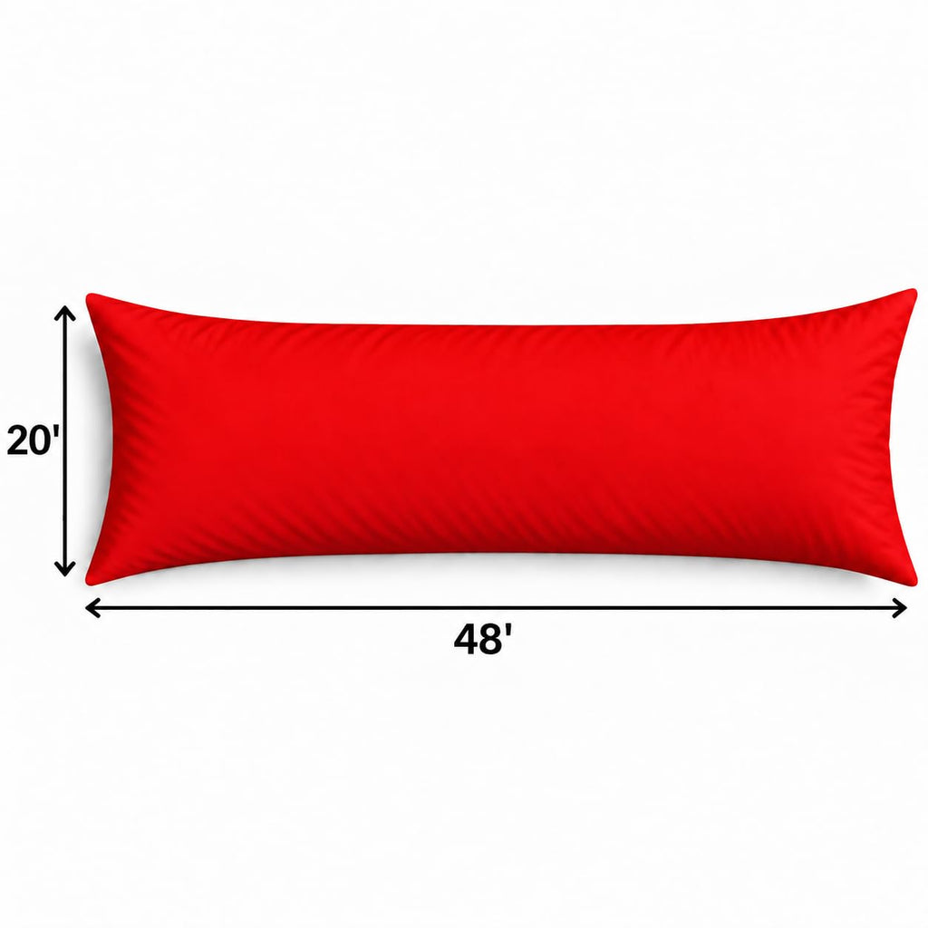 Body Pillowcase 20x48 Inch, Red, 100% Egyptian Cotton, 600 Thread Count, Zipper Closure, Soft & Breathable, Hotel